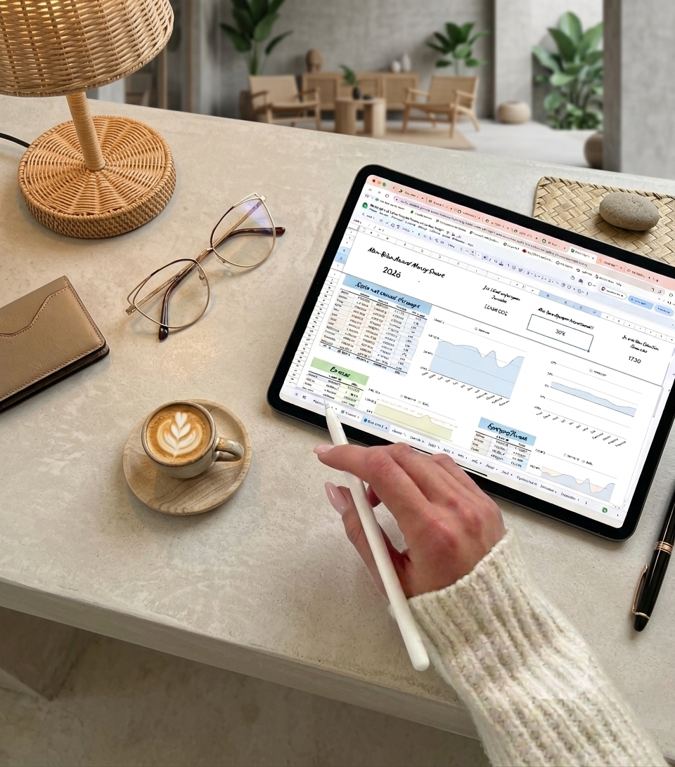 Dashboard Money Smart consulté sur une tablette